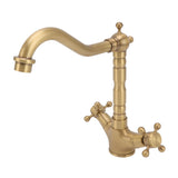 European Antique Brass Bathroom Faucet Double Handle Cross Knob Kitchen Faucet Hot Cold Water Tap V1294-YM0626-3112220096411