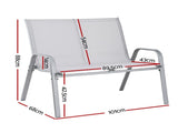 Gardeon Garden Bench Seat Steel Outdoor Patio Park Lounge Backyard Chair Grey GB-STA-BENCH-GE