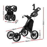 Everfit Golf Buggy Foldable Trolley Golf Cart Wheels Umbrella Bottle Holder GOLF-A-BUGGY-4-BK