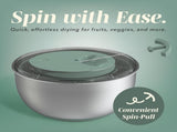 Stainless Steel Salad Spinner 5 Qt. Lettuce Washer And Vegetable Spinner Dryer for Easy Salad Prep V1258-DP02-C-676