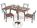 Artiss Dining Table and Chairs Set 5pcs with Extendable 60-120cm Drop-Leaf Table Brown DSET-D-BH07-BR-AB