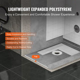Shower Curb Kit, 1219x1828mm Shower Pan Kit with 160mm Central Drain, Lightweight EPS Shower V952-LYAZDB4872YCFXDWCV0