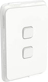 Iconic Vertical 2 Gang 1/2 Way 10AX 250V IP44 Switch, Vivid White V1202-V1-CLI3042V44VW