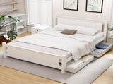 Artiss Bed Frame Double Size Wooden Platform with 2 Storage Drawers White RIO WBED-D-004D-137-DRAW