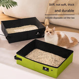 Travel Friendly Pet Toilet Kit - BlackPortable Cat Litter Box and Yellow Scoop Set - Foldable Oxford V888-ELOSUNG53575