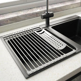 Stainless Steel Kitchen Dish Drainer Rack Foldable And Removable Stainless Steel ROller Drying Rack V1188-MS-227-1905