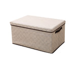 SOGA 2X Small Beige Non-Woven Diamond Quilt Grid Fabric Storage/ Organizer Box SBOX045X2