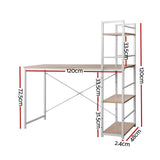 Artiss Computer Desk Shelf Oak 120CM MET-DESK-1111-OA