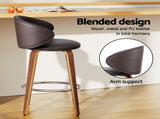 4x Artiss Bar Stools Dining Chairs Contoured Leather Wood Stool BA-TW-8186-BRX4