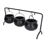 Halloween Cauldron Decorations ABS Iron Flame Pattern Mysterious Black Witches Candy Bucket for Home V1294-YM0901-3115230087911
