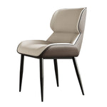 Light Grey Italian Minimal List Dining Chairs PU Retro Chair Cafe Kitchen Modern Metal Legs x2 V255-I-DICHAIR-L-GREY