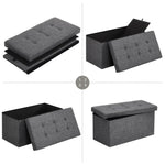 SONGMICS 76cm Folding Storage Ottoman Bench Foot Rest Stool Dark Gray V227-8498402106162