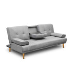 Artiss Sofa Bed 188CM Grey Faux Linen SBED-R1C-LINEN-BK