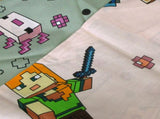 MOJANG Minecraft Reversible Cotton Boys Girls Quilt Cover Set Single V442-CAP-QUILTCS-MINECRAFT-PINKGREY-SB