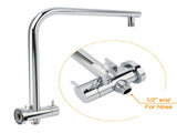 WELS Chrome Double Round Shower Head Set 12" Rainfall & 3 Mode Handheld Gooseneck Arm Twin Taps V1233-A703ROHR002M4CKSR112CPF0282A