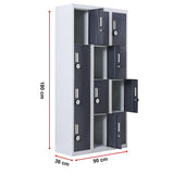 12-Door Locker for Office Gym Shed School Home Storage - 4-Digit Combination Lock V63-839041