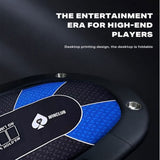 10 Player Foldable Red Color Poker Table Blackjack Texas Holdem Table with Cup Holders V488-POKER - RED