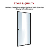 Adjustable Semi Frameless Shower Screen x 195cm Australian Safety Glass V63-824491