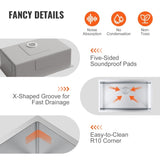 VEVOR Kitchen Sink, 304 Stainless Steel Drop-In Sinks, Undermount Single Bowl Basin with V952-QRSSCTSPDCY30XG7MV0