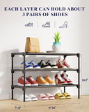 Shoe Rack - 3-Tier Storage Rack - Stackable - 27.5 Inch Wide - Black V1188-ZXY-131-364