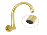 Brushed Gold Bath Tub Filler Round Gooseneck Arm Faucet Water Outlet Wall Spout V1233-SP913BG