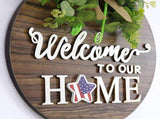 Welcome Sign for Front Door Density Board Hanging Round Plaque Front Door Sign Wreath Decoration for V1294-YM0901-3115240113911