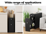 Artiss Bathroom Storage Cabinet Toilet Slim Tissue Box Caddy Holder Side Wooden Black FURNI-G-TIS382-BK