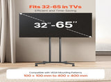 Rolling TV Stand, Mobile TV Cart for 32-65 Inch Screens, Height Adjustable, Portable Monitor Stand V952-TYSDLDDSJZJZGTD2Z001V0