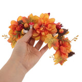 Festive Pumpkin Headband Hair Wreath with Maple Leaves for Harvest Party and Weddings V1370-AZ4-18148