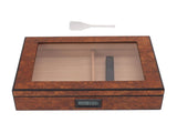 Cigar Humidor Box Portable Cedar Wood Glass Top Cigar Storage Case with Digital Hygrometer Brown V1294-YM0626-3117230001411