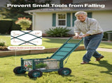 Rolling Garden Cart with Seat, Metal Rolling Garden Work Seat with Wheels, Supports up to 181 kg, V952-KYDHYZYZXCWKUET6P001V0