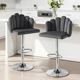 Artiss Bar Stool X2 Kitchen Dining Counter Gaslift Chair Adjustable Velvet Grey BA-B-B08-VEL-GYX2