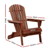 Gardeon Adirondack Outdoor Chairs Wooden Foldable Beach Chair Patio Furniture Brown FF-BEACH-NTLCHAIR-BR