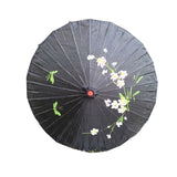 6x PARASOL UMBRELLA Chinese Japanese Bamboo Flower Pattern 80cm Large BULK - Black V563-6XBR-PARUMB-BLK