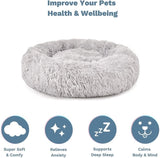 Plush Donut Faux Fur Calming Pet Nest - Grey - M V915-ZP0096-M
