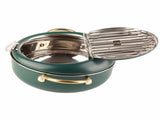Frying Pot with Thermometer Japanese Stainless Steel Fryer Pan for Induction Cooker Deep Green V1294-YM0718-3118200267111