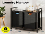 Laundry Hamper Basket Metal Laundry Organizer with MDF Shelf and 2 Waterproof Pull-Out Removable V985-LAUNDRYHAMPER