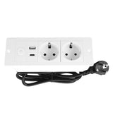 Recessed Power Strip 3 in 1 USB Type C Socket Embedded Desktop Outlet with Switch and Cable for V1294-YM0901-3114240087411
