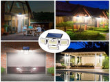 Brighten your outdoors with this four-head solar motion sensor wall light, featuring 333 V1341-ZY-EBU7RTHR-SPLITTYPE-1PCS