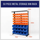 50-Piece Bin Wall Mounted Parts and Tool Storage Rack Organizer Rack for Workshop Tools V465-97325