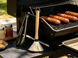 Long Handle BBQ Basting Mop Wooden Grill Brush With 6 Replacement Heads For Outdoor Grilling Cooking V1369-AZ3-W-14892