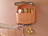 Wall Mounted Chopsticks Holder Dust Prevention 3 Compartments Large Capacity Draining Utensil V1294-YM0626-3118230011313