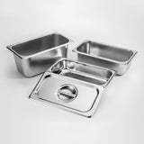 SOGA 12X Gastronorm GN Pan Full Size 1/3 GN Pan 15cm Deep Stainless Steel Tray With Lid GP5417WLIDX12