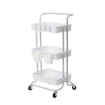 Trolley Cart Storage Utility Rack Shelf Organiser Swivel Kitchen 3 Tier WHITE V274-HA-GO37-TC-3WH