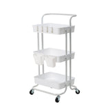 Trolley Cart Storage Utility Rack Shelf Organiser Swivel Kitchen 3 Tier WHITE V274-HA-GO37-TC-3WH