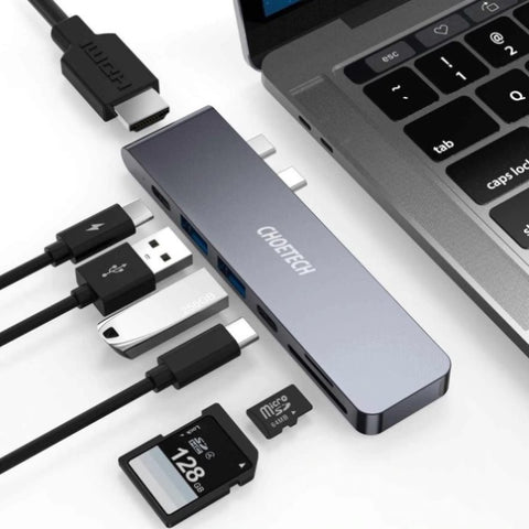 CHOETECH HUB-M14 USB-C 7 in 1 Expand Docking Station Hub for MacBook Pro V28-ELECHOHUBM14