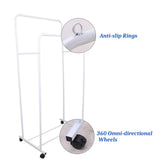 Heavy Duty Double Clothes Rail Rack Garment Hanging Display Stand 4 Wheel Armoir V767-ZJJ215-WT-G3