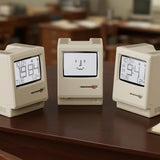 Retro Computer Style Desktop Maclock - Interactive Floppy Disk Switch, 5 Alarm Settings, 3 Display V888-ELOSUNG49401