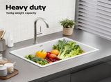Cefito Kitchen Sink 70x45cm Granite Stone Sink Single Bowl White SINK-STONE-A-7045-WH