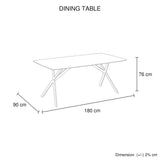 Dining Table Rectangular Shape White Sintered Stone Top Powder Coated Iron Legs V43-DT-ABBY